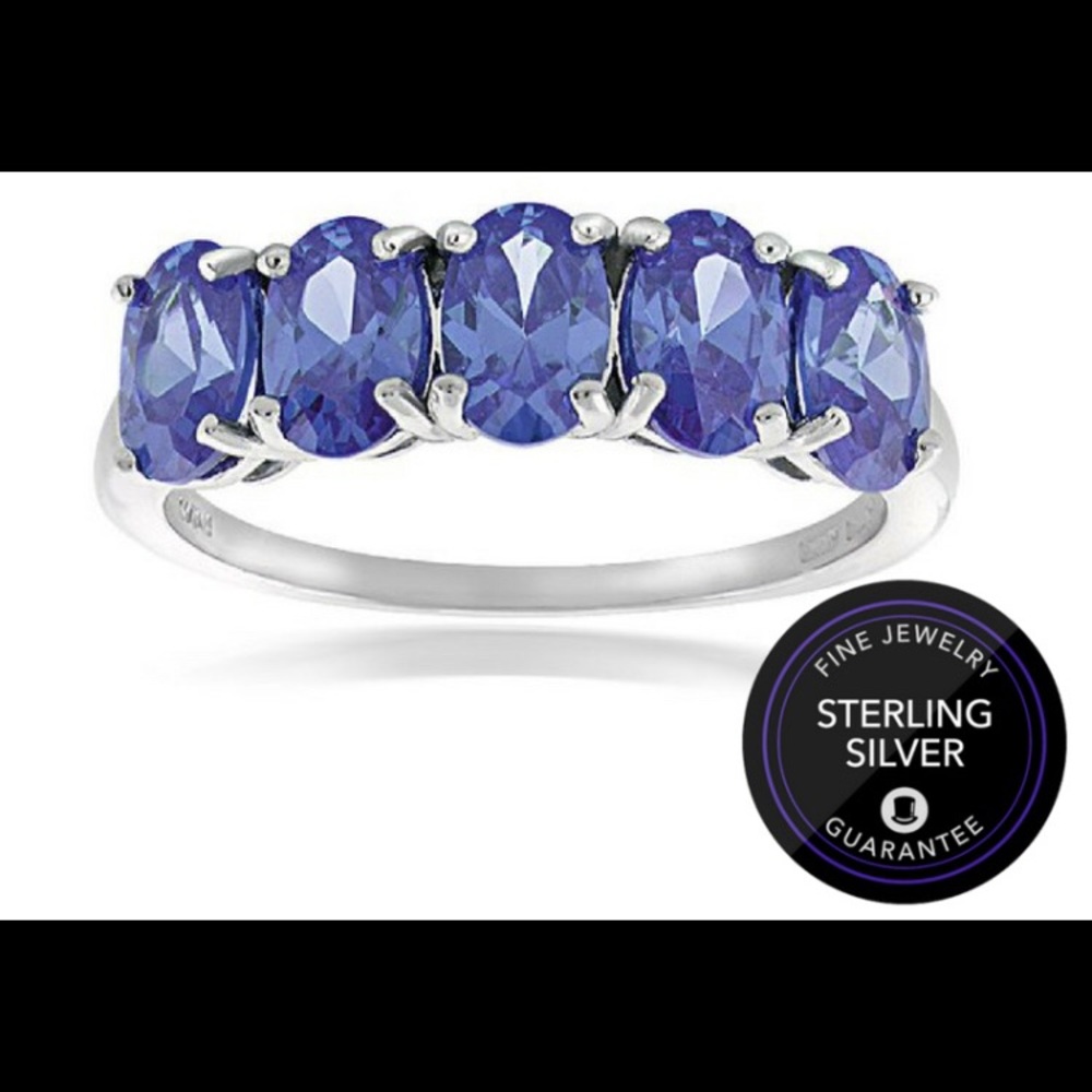 Tanzanite and sterling silver eternity ring